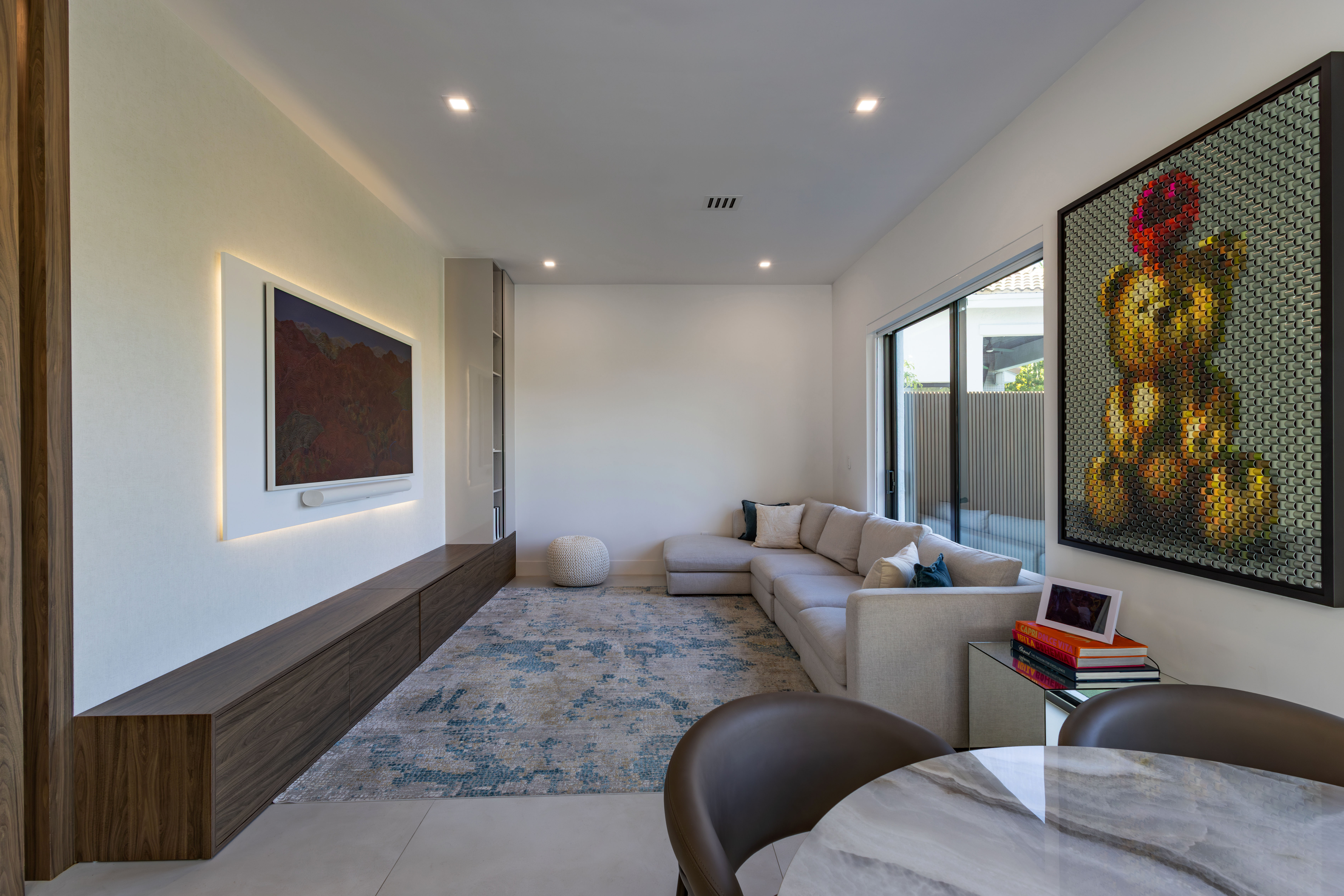Family room with media wall