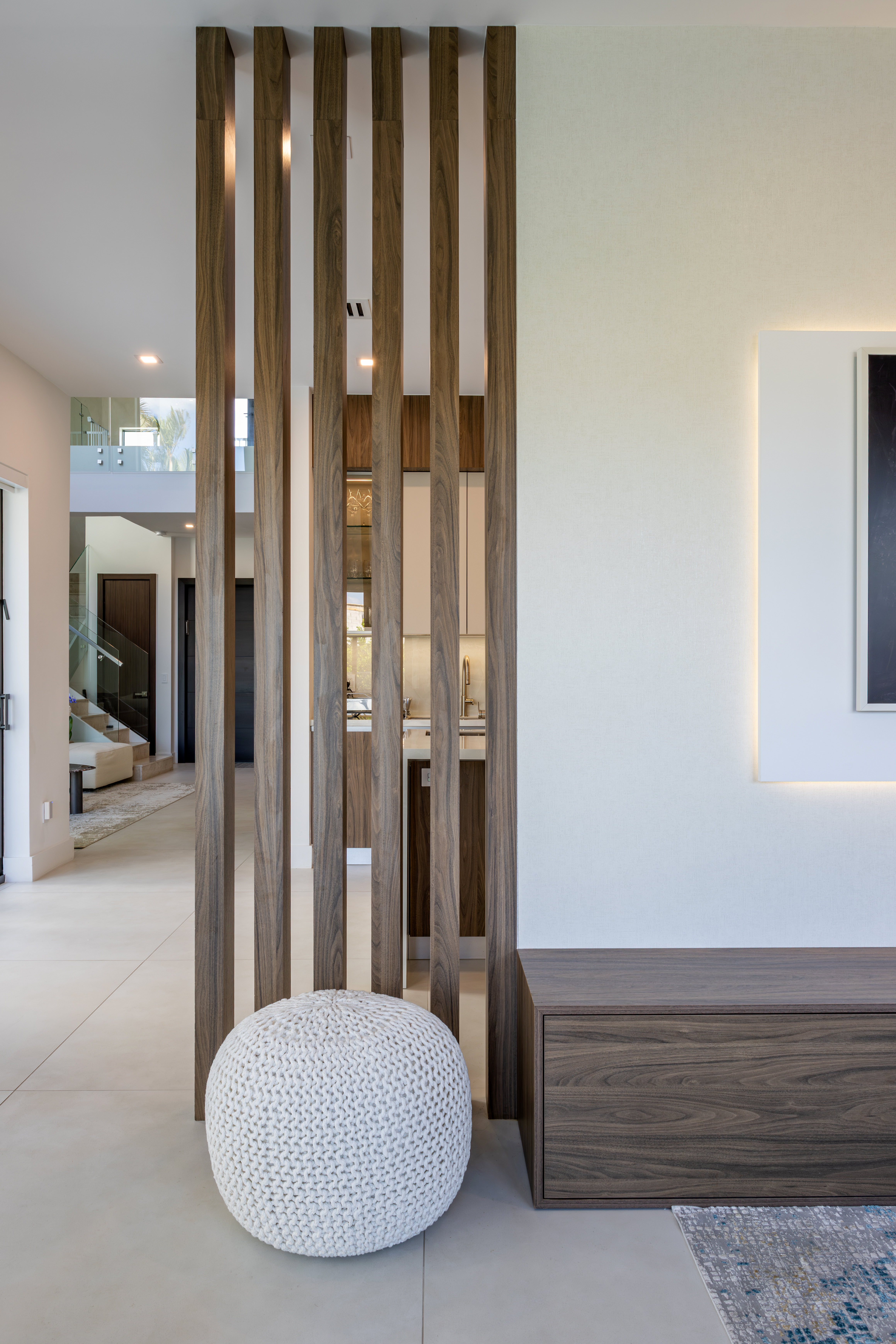 Entry slatted wood divider