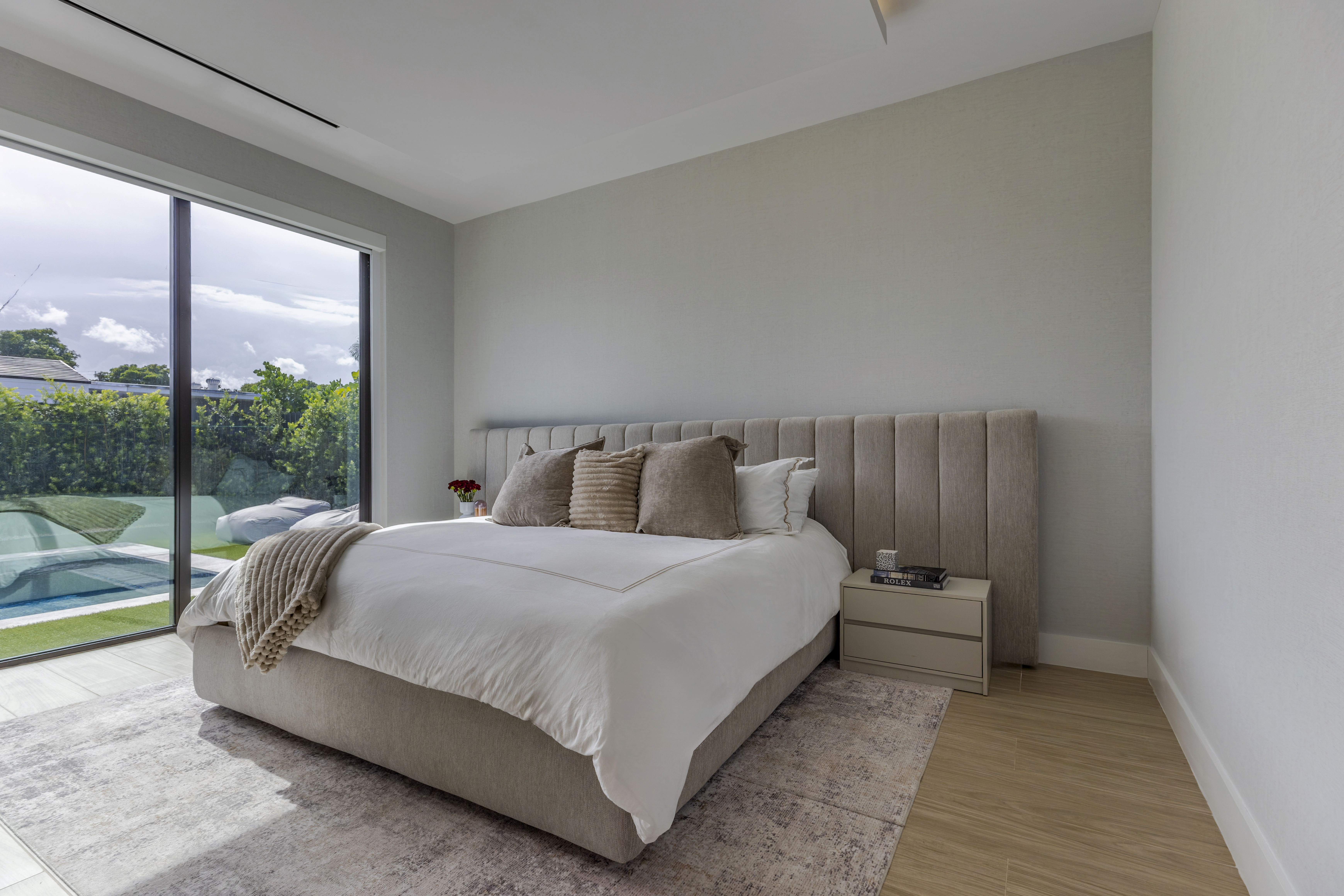 Bedroom — master bedroom with pool view
