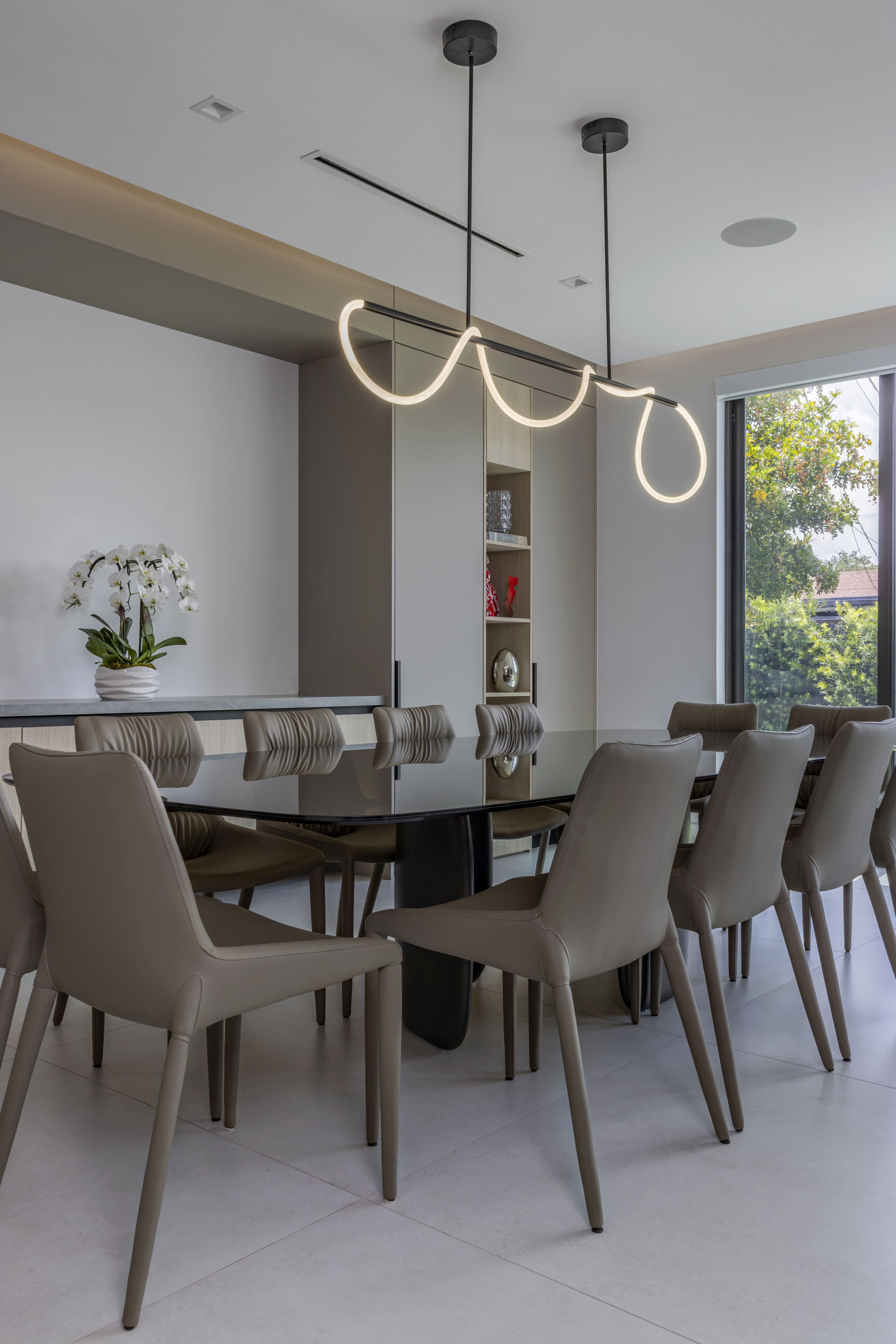 Dining room — side angle with garden view