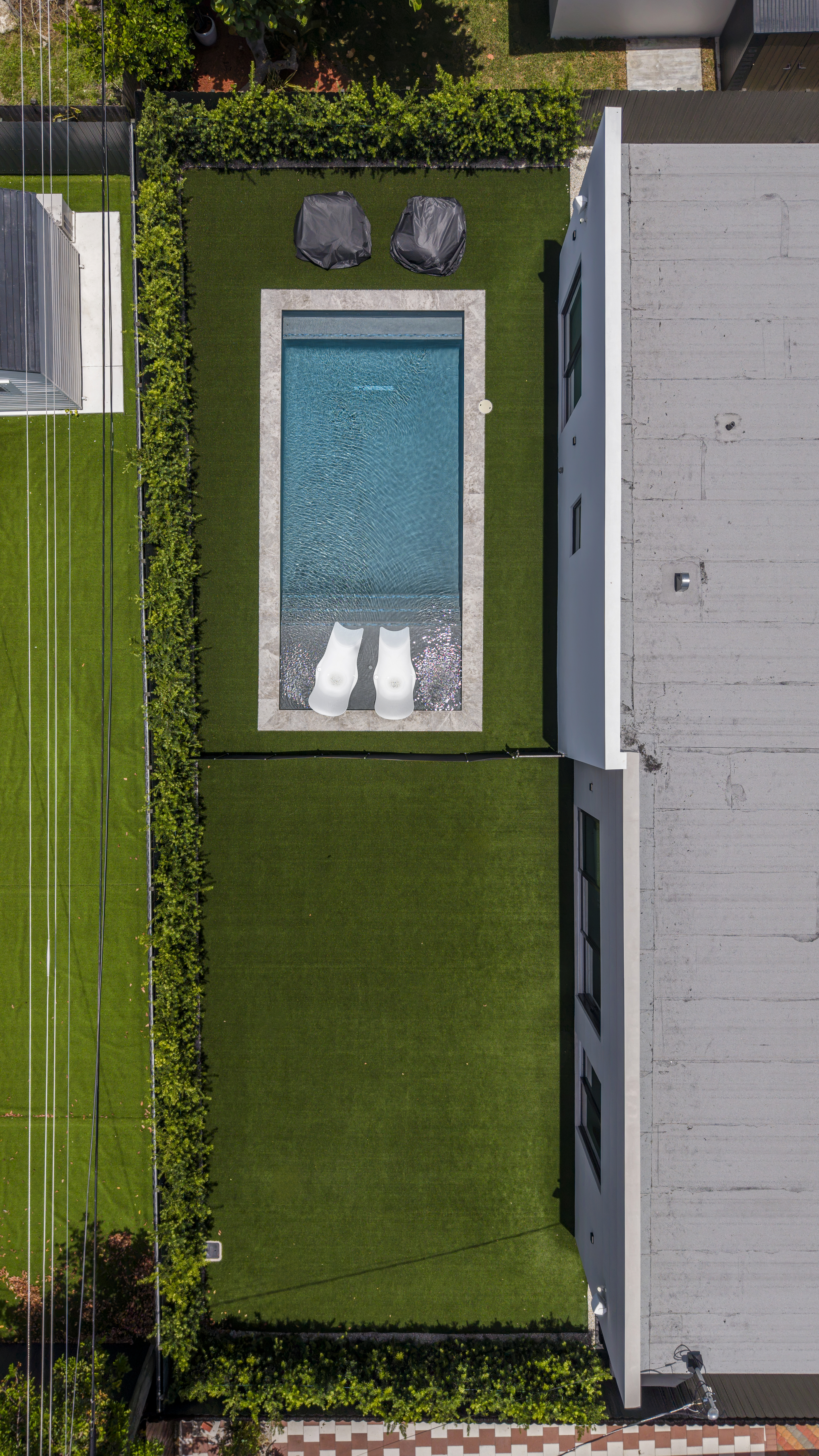 Exterior — aerial view of pool and backyard