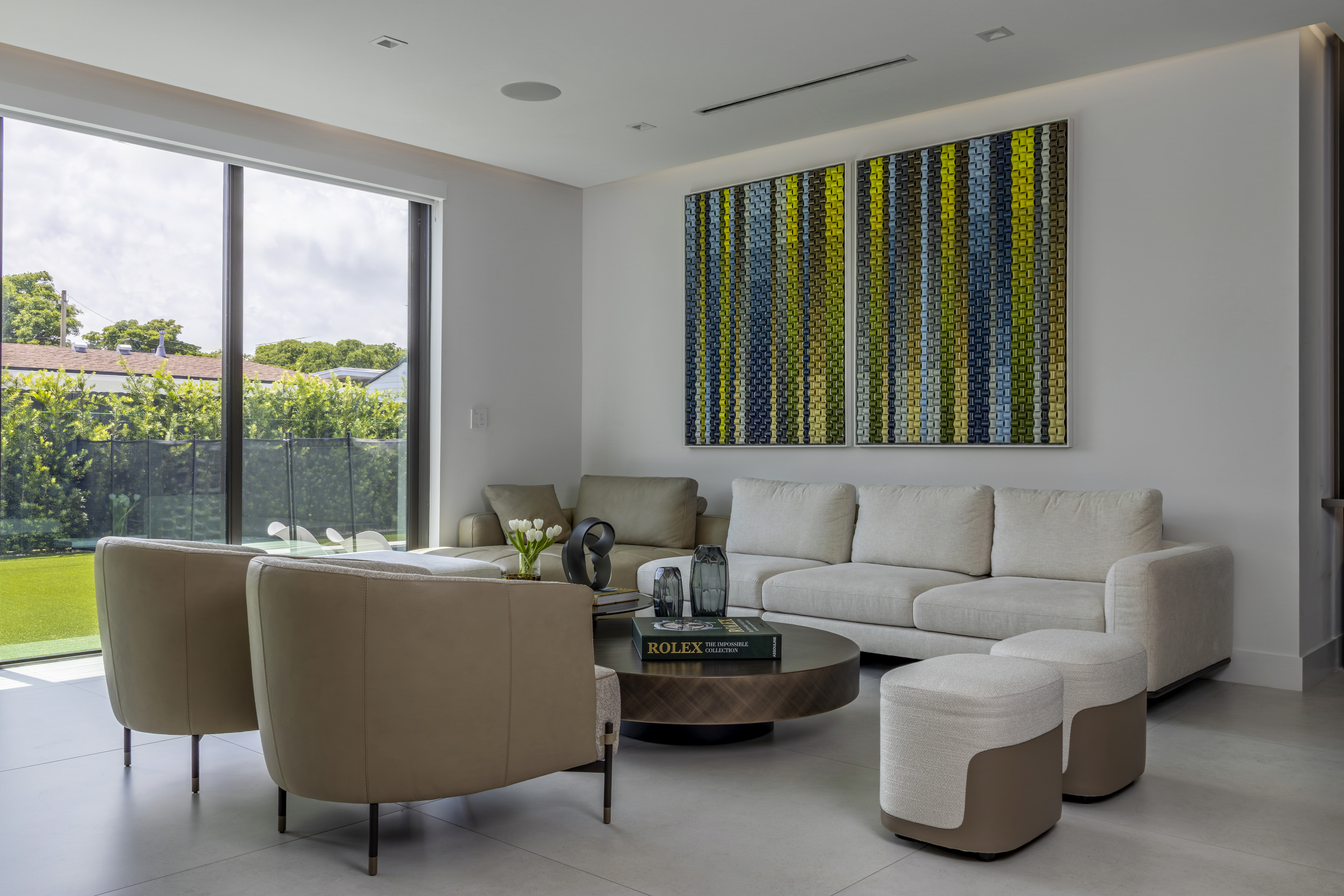 Living room — sectional sofa and statement art