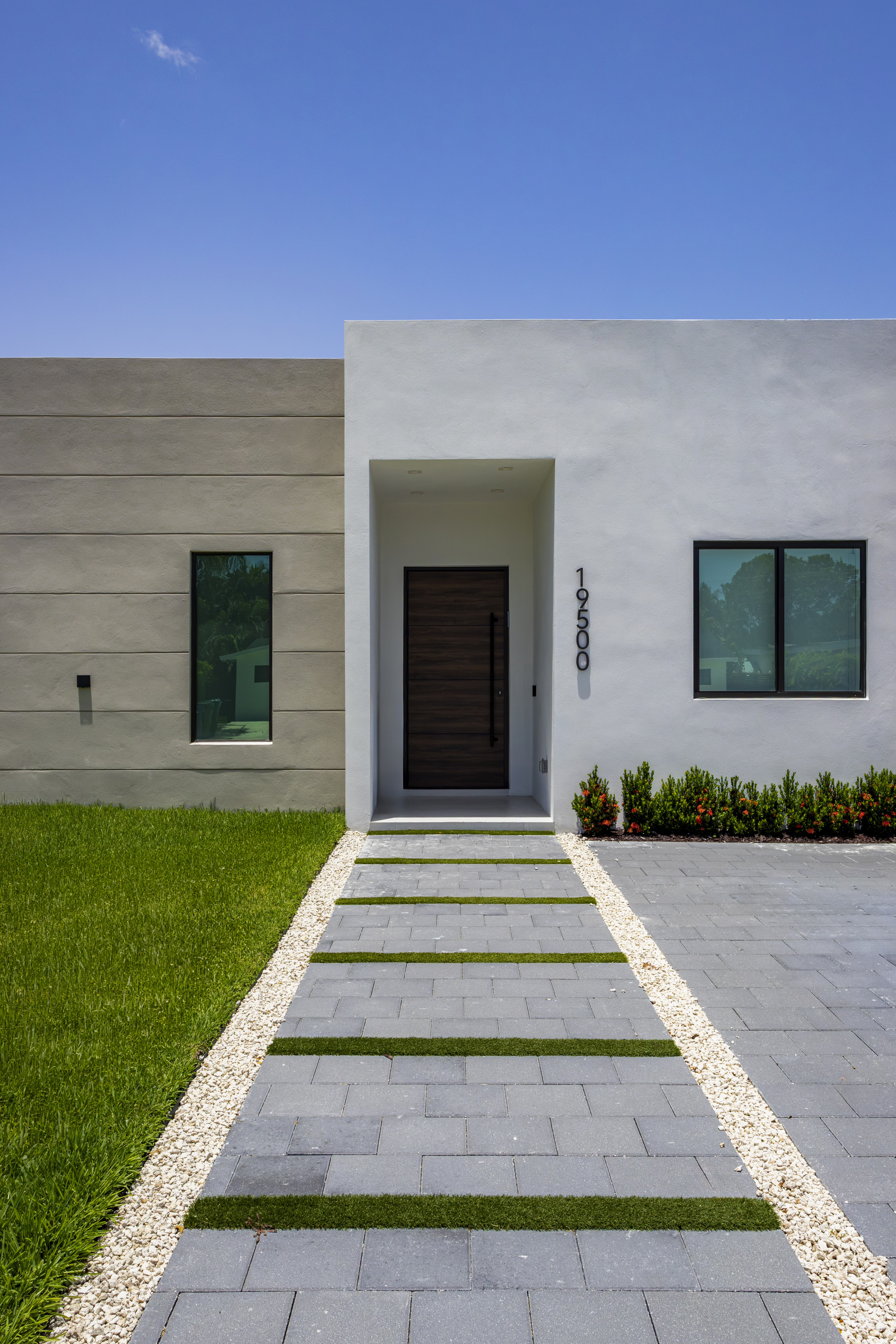 Exterior — front entrance walkway