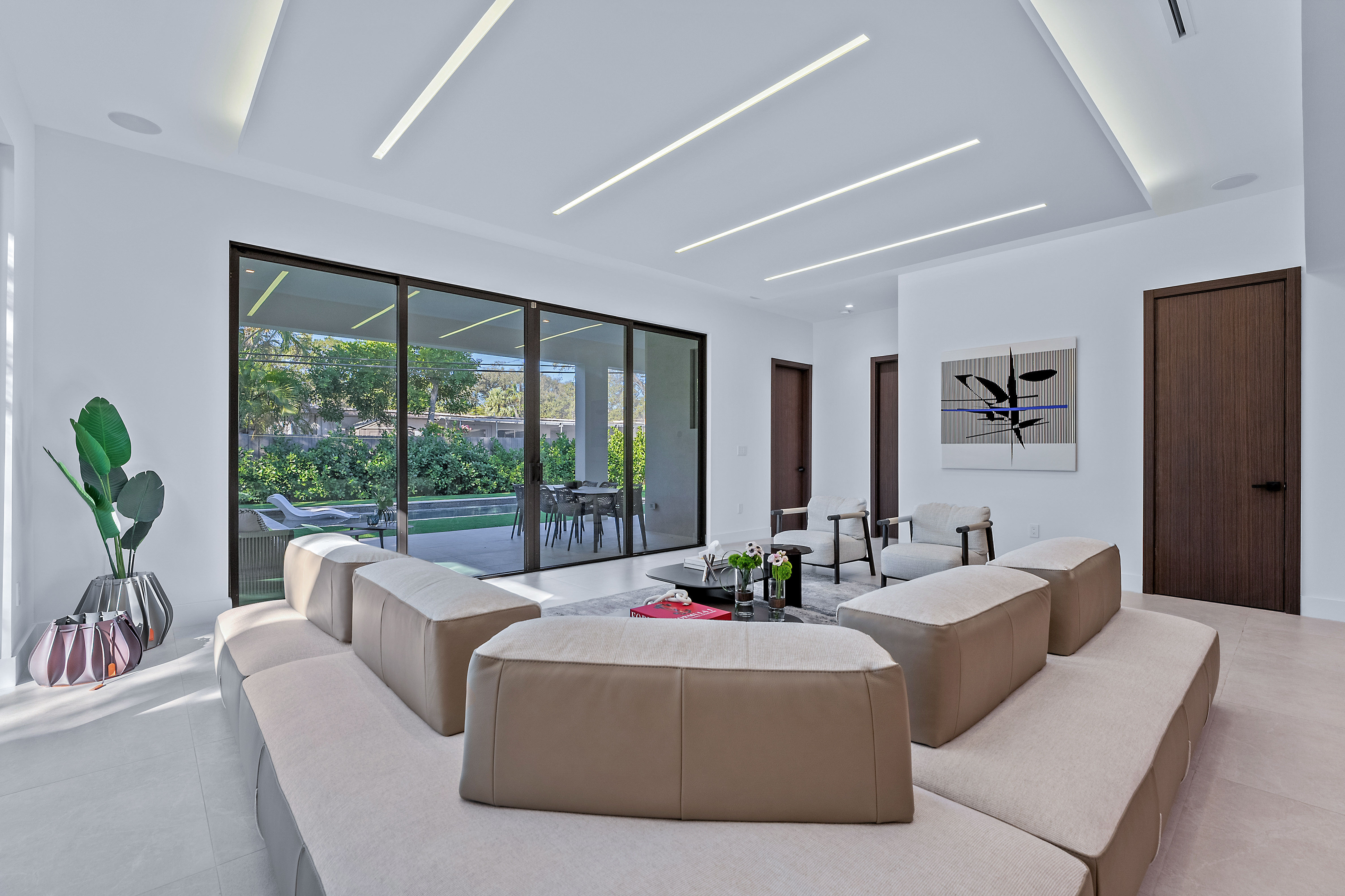 Living room with ceiling lights
