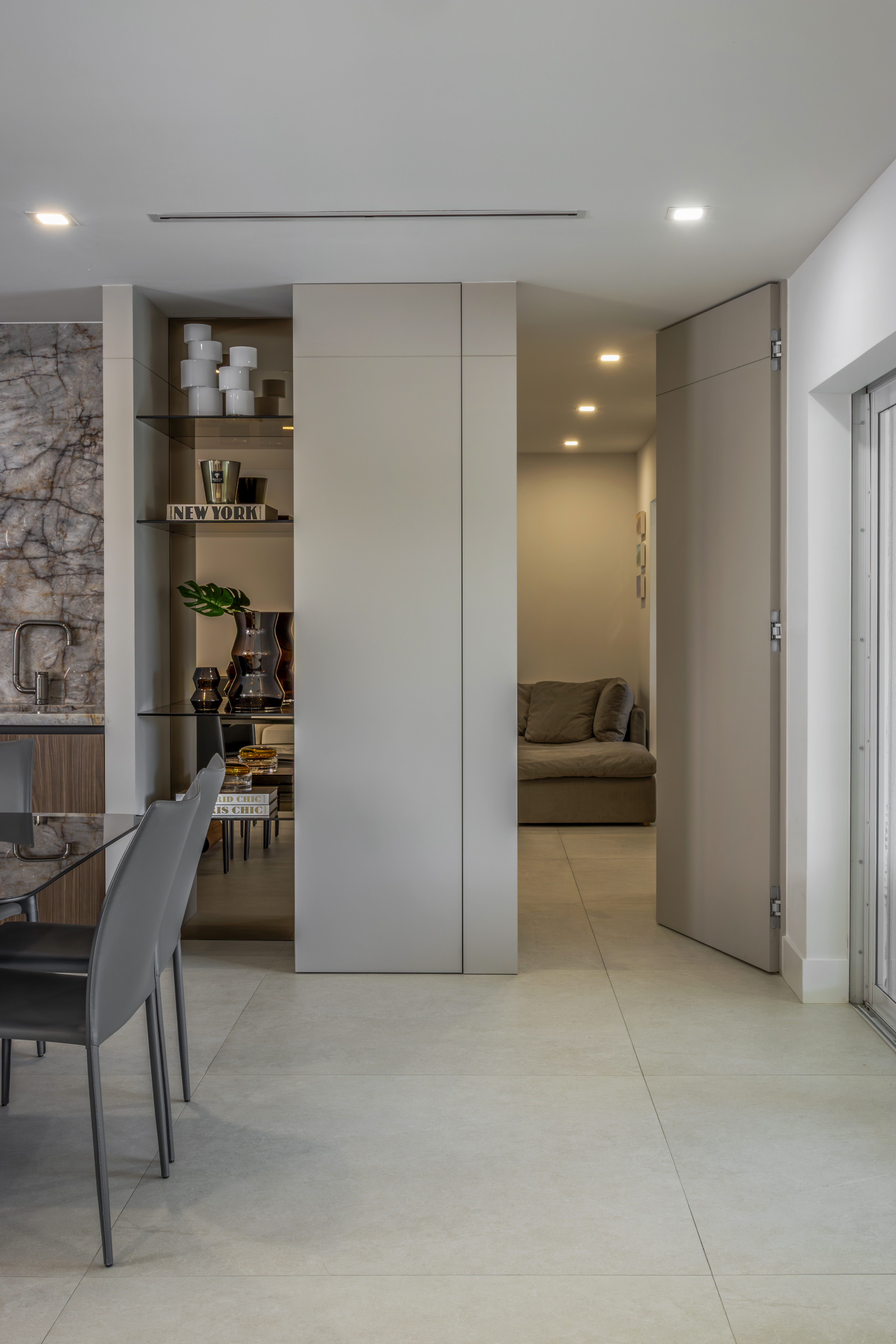 Open-plan dining and corridor