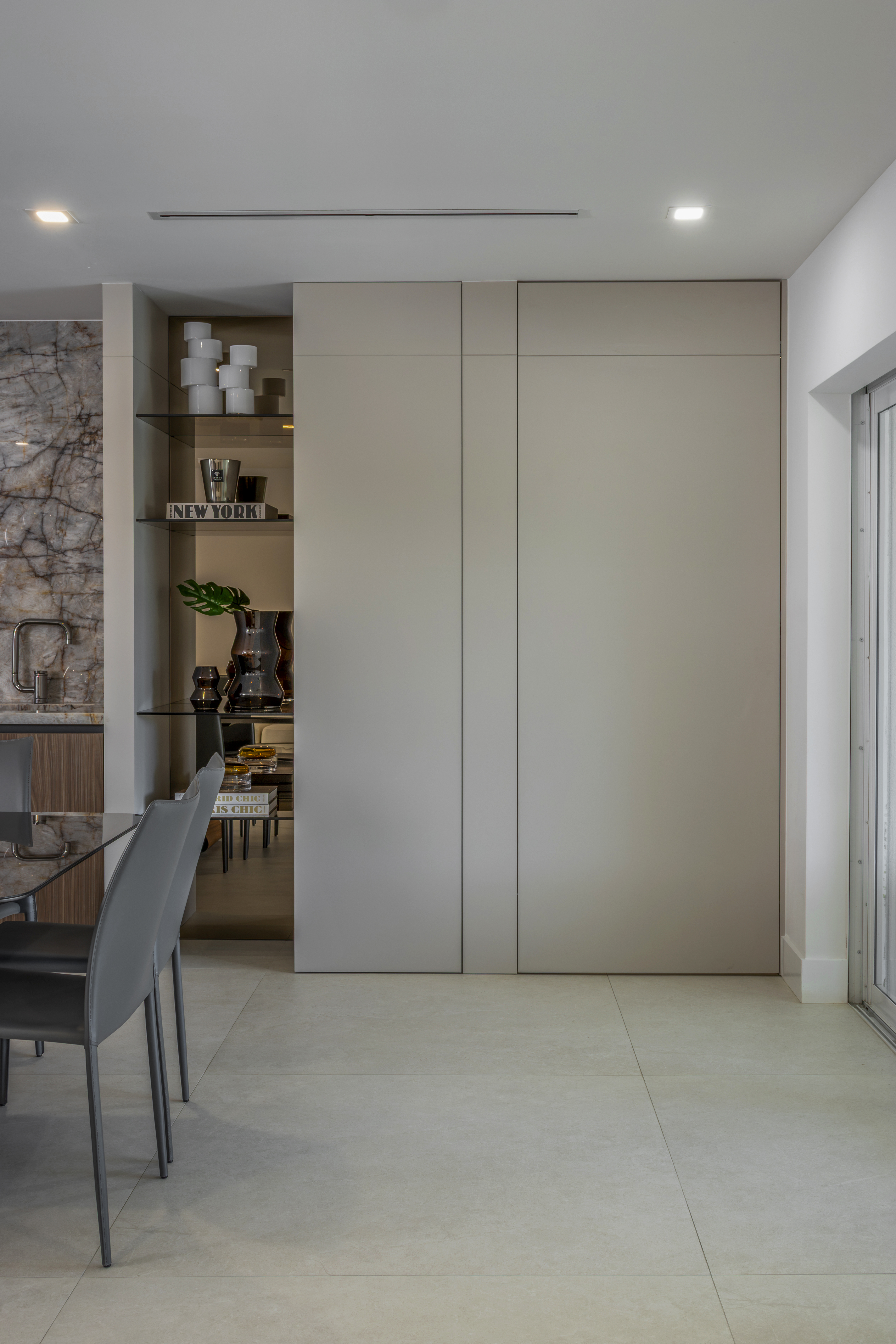 Pantry cabinetry and bar view