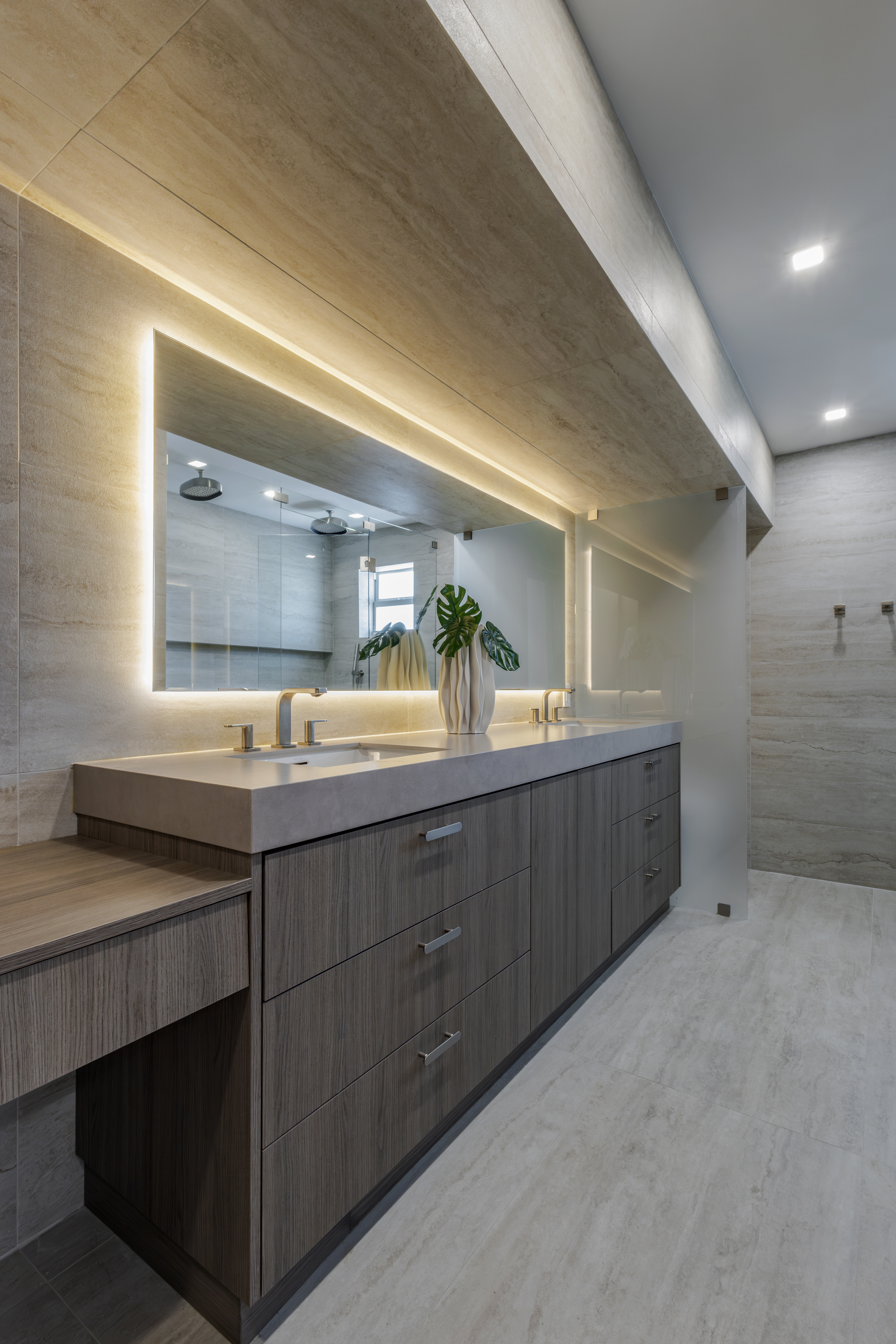 Master bath — double vanity with backlit mirror