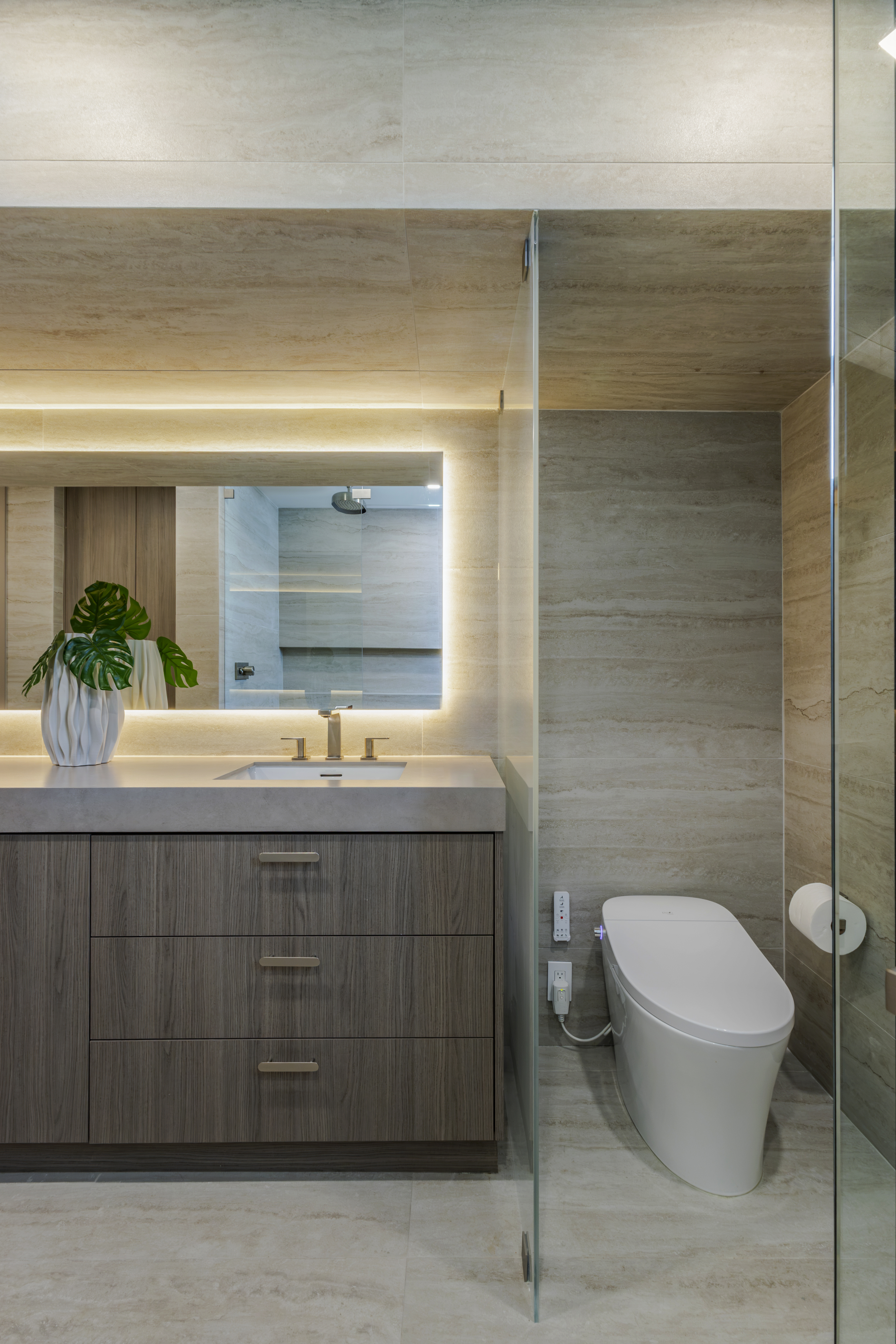 Master bath — vanity and glass shower enclosure