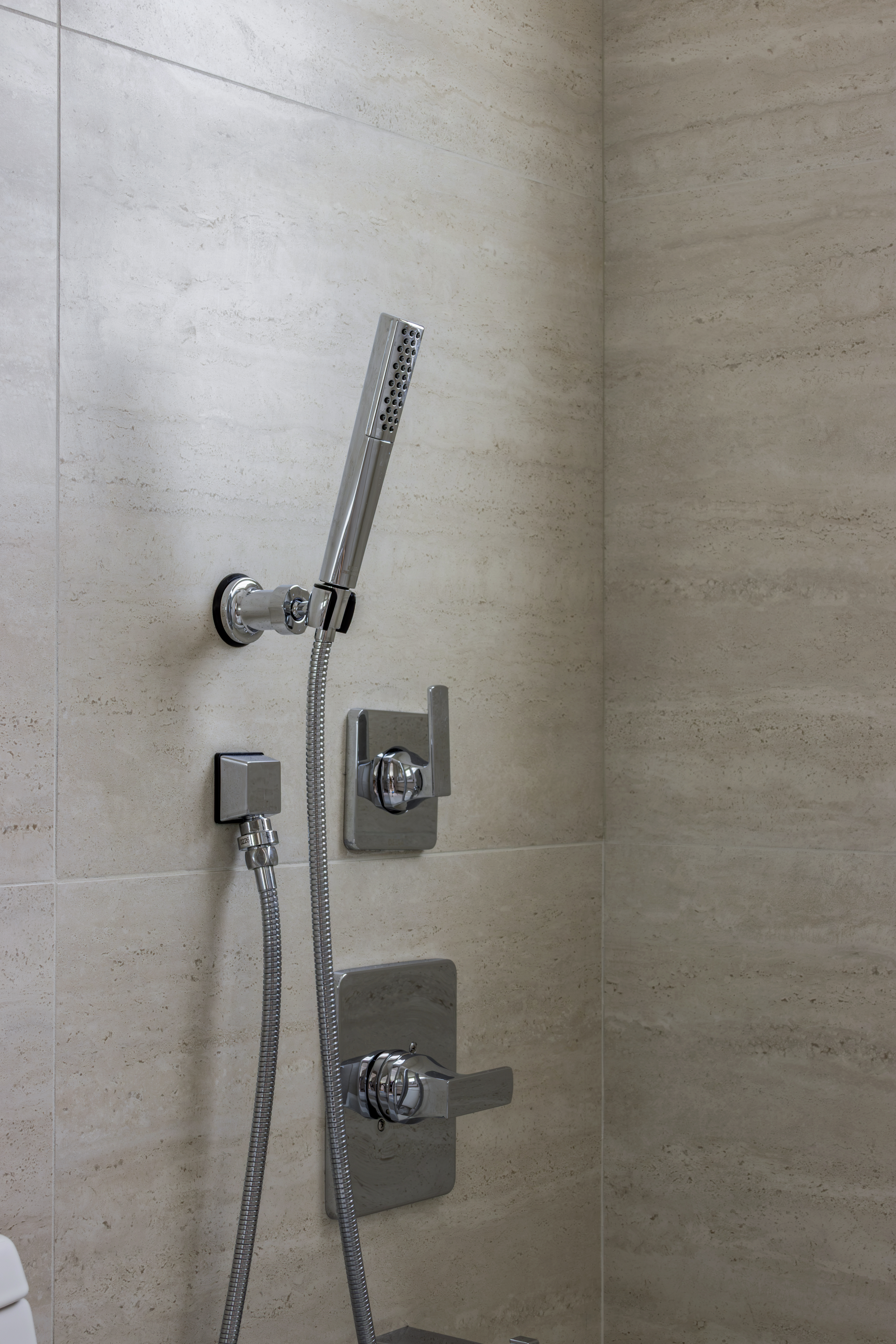Bath — chrome shower fixtures