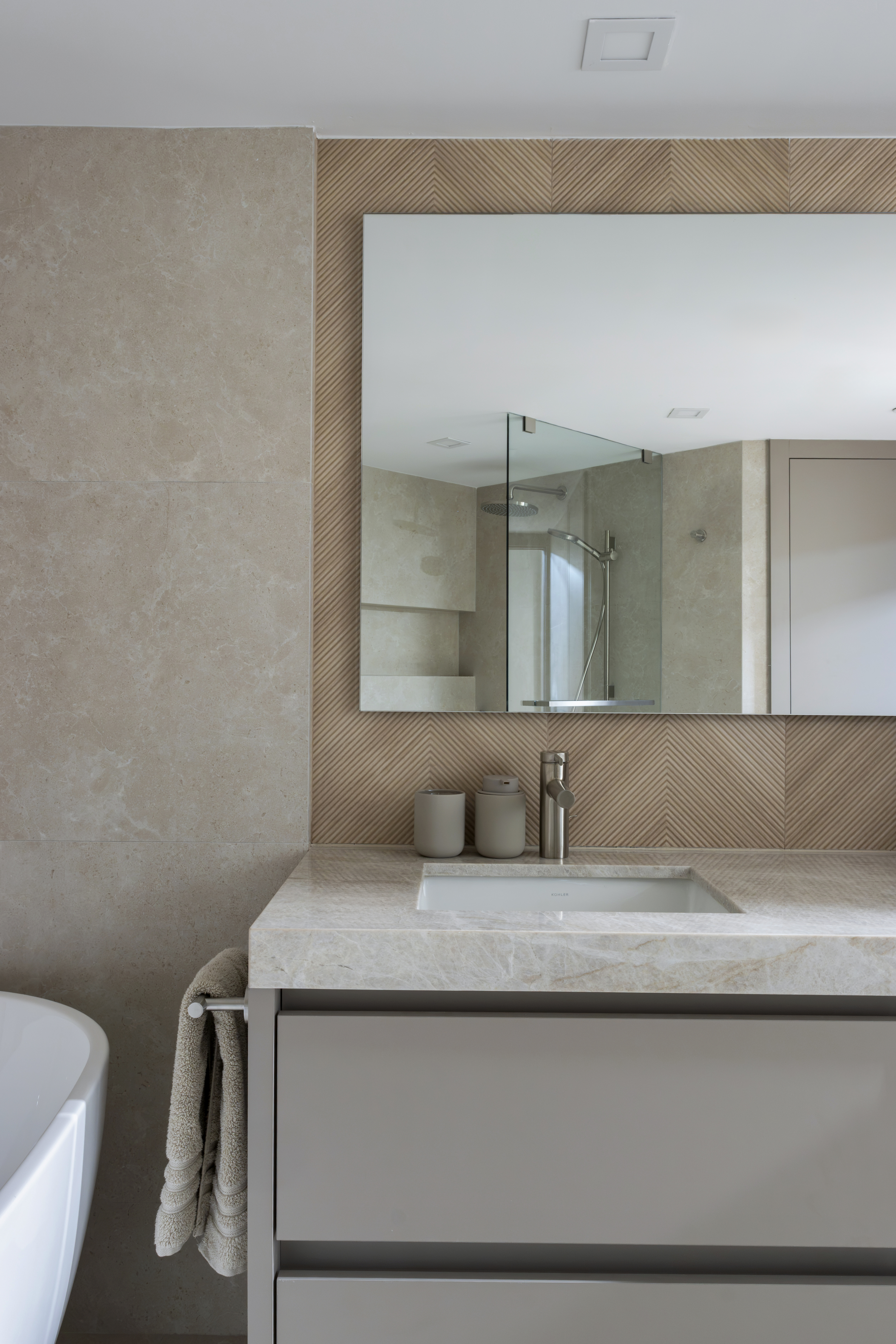 Vanity — daytime view with marble countertop