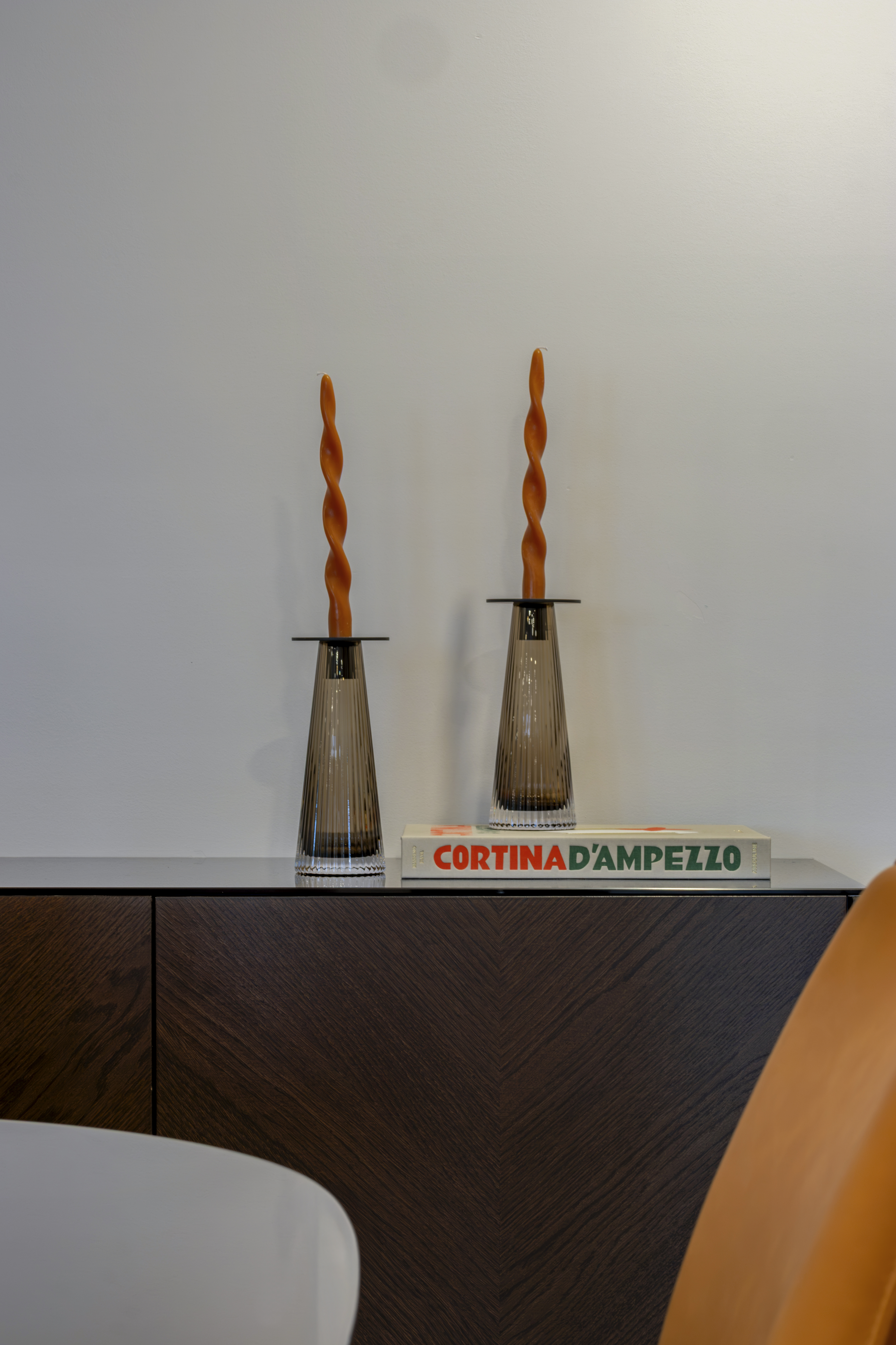 Sideboard detail — twisted candles
